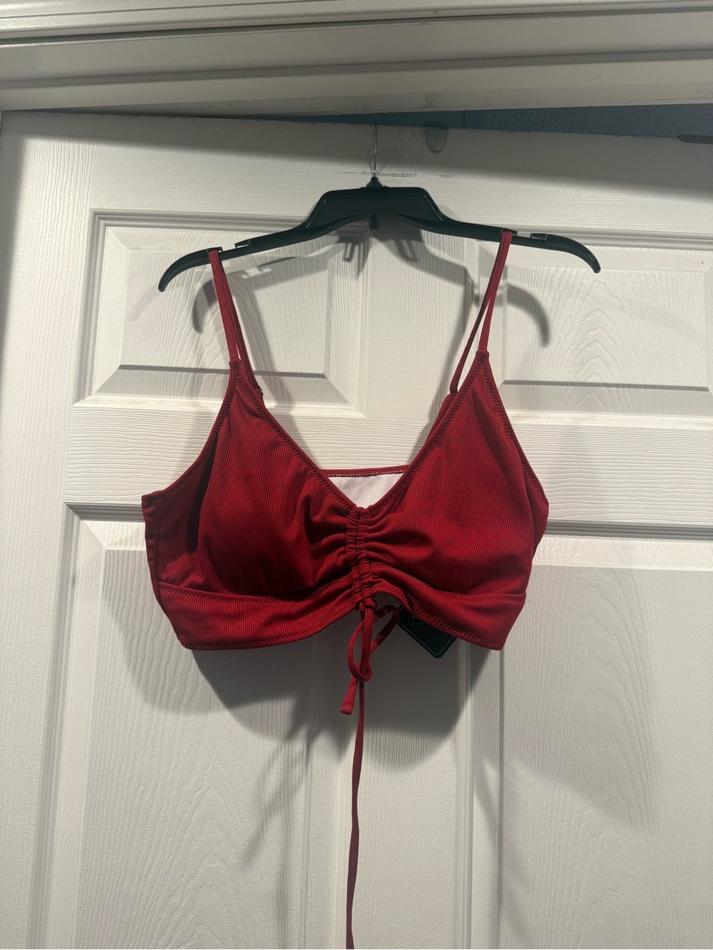 Zaful Red Ruched Tie-Front Bikini Top. Size xl